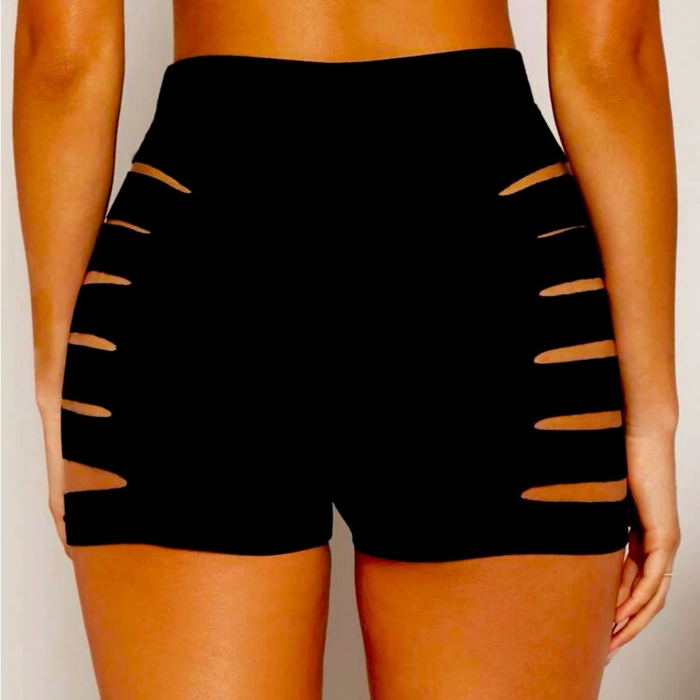 Cut out black shorts medium